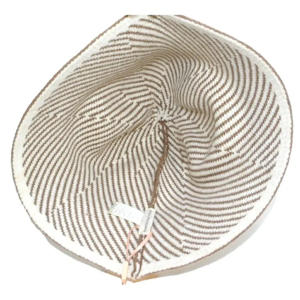 ALESSIA MASSIMO brown & off-white women's knit cap, hat Free Size NEW, WITH TAGS